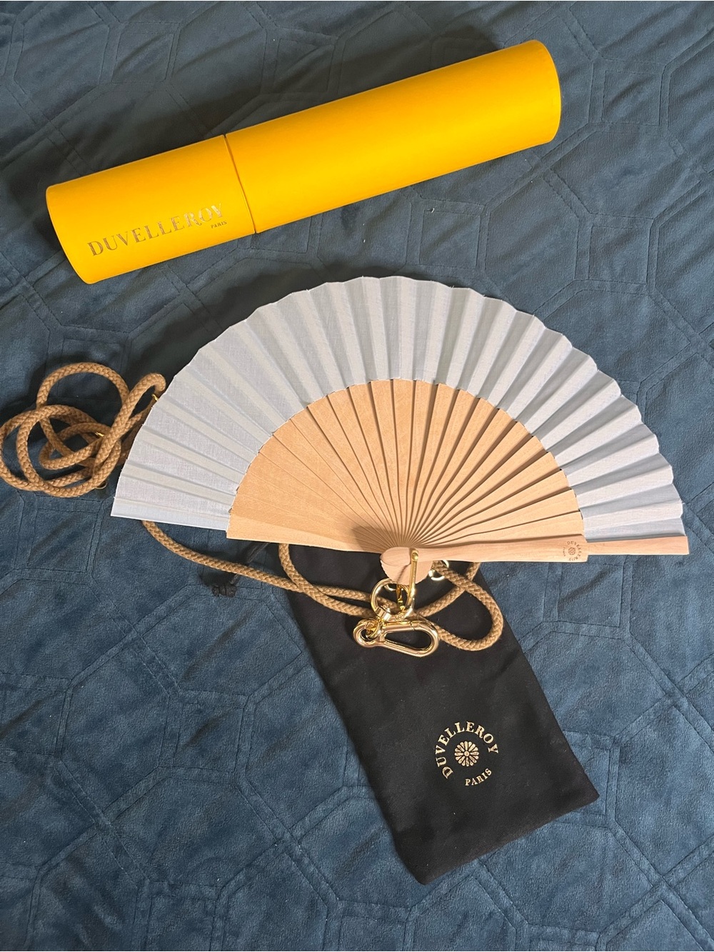 Duvelleroy Light Blue Hand Fan